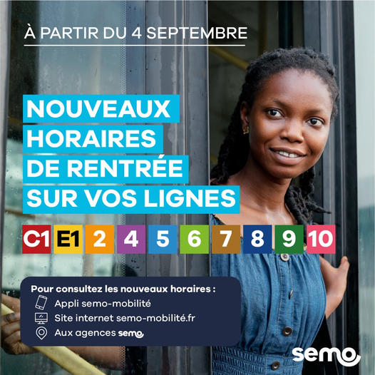 Semo : nouveaux horaires de bus à partir du 4 septembre