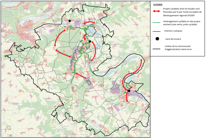 Schéma des infrastructures cyclables financées par le FEDER pour la mobilité sur le territoire