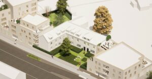 Maquette 3D du futur projet d'habitat participatif rue du 11 novembre à Louviers